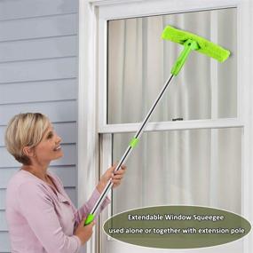 img 2 attached to 🪟 TNELTUEB 5.5 FT Window Squeegee Set, 66.1" Window Washing Kit with Long Aluminum Extension Pole, Versatile 3-in-1 Squeegee for Cleaning Windows, Car Windshield, Shower Glass, Indoors & Outdoors