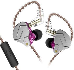 img 4 attached to KZ ZSN Pro Earbuds New Yinyoo 1DD 1BA HiFi Monitor Earphones Noise Cancelling Wired Earbuds Balanced Armature Dynamic Driver Hybrid Headphones With Microphones(Purple Mic)