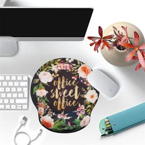 img 2 attached to 🖱️ Enhance Your Office Experience with Eleville Ergonomic Mouse Pad - Office Sweet Office: Motivational Quotes, Memory Foam Wrist Rest, Lycra Cloth Top, Non-Slip Base - Ideal for Gaming, Home, Office, and Travel - MP1