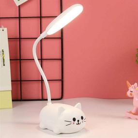 img 4 attached to 📚 Wireless Charging LED Desk Lamp for Kids | USB Rechargeable Student Learning Eye Protection Lamp | Cartoons Toy Lamp Gift for Dorm | Small Desk Lamp (White)