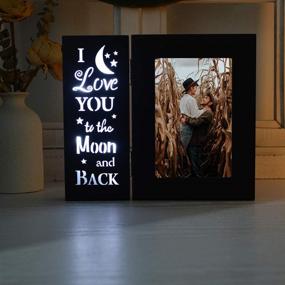 img 1 attached to 🖼️ YEASL Love Black Picture Frame 4X6 - Capture Cherished Moments with 'I Love You To The Moon and Back' Wood Photo Frame, Ideal Couples and Mother's Gift