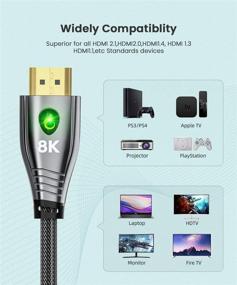 img 1 attached to 🔌 Enhanced 8K HDMI 2.1 Cable - Ultra High Speed 48Gbps for Apple TV, Roku, PS5, Xbox One X, QLED, Sony Z8H, LG OLED ZX- Experience Unparalleled 8K@60Hz & 4K@120Hz@144Hz DSC Connectivity