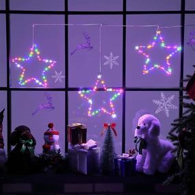 img 2 attached to 🌟 Christmas Window Star Lights - 3 Packs of USB Powered LED Ornaments with 8 Lighting Modes Remote Control for Outdoor Indoor Porch Holiday Party (Colorful Light)