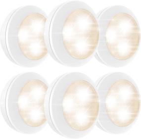 img 4 attached to LUXSWAY Set of 6 Battery Operated Under-Counter Lights - Wireless Dimmable Cabinet Lighting for Closet, Stairs, Shelf, Kitchen - Stick On Ceiling Light