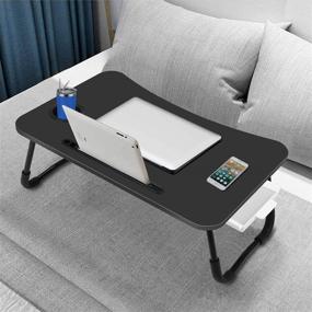 img 3 attached to 🛏️ Fayquaze Laptop Bed Table: Portable Foldable Tray with Storage Drawer & Cup Holder – Ideal for Eating, Reading, and Working on a Lap Desk Laptop Stand Floor Table