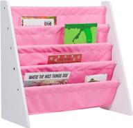 📚 25-inch book rack in white and pink finish logo