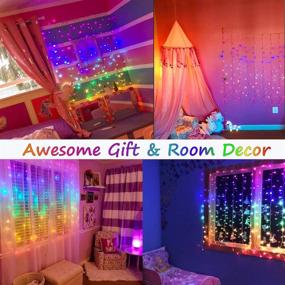 img 1 attached to 🌈 Enchanting Rainbow Fairy String Curtain Lights: Remote Controlled Twinkle LED Icicle Rainbow Lights for Girls' Rooms, Bedrooms, Teen Rooms, Kids' Rooms, Unicorn Rooms, Parties, & Holiday Décor