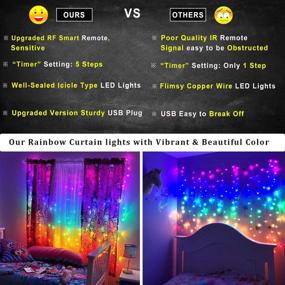 img 3 attached to 🌈 Enchanting Rainbow Fairy String Curtain Lights: Remote Controlled Twinkle LED Icicle Rainbow Lights for Girls' Rooms, Bedrooms, Teen Rooms, Kids' Rooms, Unicorn Rooms, Parties, & Holiday Décor