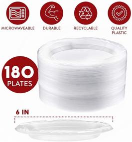 img 4 attached to 🍽️ Convenient 6 Inch Disposable Clear Plastic Plates – Bulk Pack of 180 By Framo for Parties, Dinners, BBQs, Travel & Events