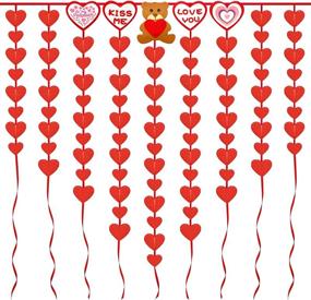 img 4 attached to 💖 Valentine's Day Decor - 91-Piece Heart Felt Garland Banner, No DIY Hanging Heart String Garland for Valentines Party, Decorations for Anniversaries & Home Décor