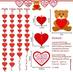 img 3 attached to 💖 Valentine's Day Decor - 91-Piece Heart Felt Garland Banner, No DIY Hanging Heart String Garland for Valentines Party, Decorations for Anniversaries & Home Décor