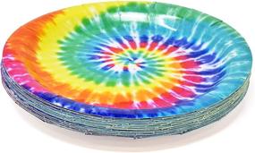 img 3 attached to Colorful Tie Dye Party Supplies: 24 Dinner Plates, 24 Dessert Plates, 24 Cups, and 50 Luncheon Napkins