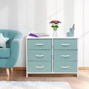 img 1 attached to 🌈 Sorbus 6-Drawer Dresser - Furniture Storage Tower for Bedroom, Hallway, Closet, Office - Steel Frame, Wood Top, Easy Pull Fabric Bins - Pastel Aqua