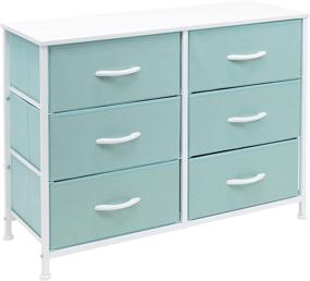 img 4 attached to 🌈 Sorbus 6-Drawer Dresser - Furniture Storage Tower for Bedroom, Hallway, Closet, Office - Steel Frame, Wood Top, Easy Pull Fabric Bins - Pastel Aqua