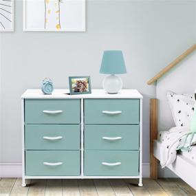 img 3 attached to 🌈 Sorbus 6-Drawer Dresser - Furniture Storage Tower for Bedroom, Hallway, Closet, Office - Steel Frame, Wood Top, Easy Pull Fabric Bins - Pastel Aqua