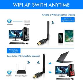 img 1 attached to High-Speed USB WiFi Adapter with Dual Band 2.4G/5.8Ghz and External Antenna for Windows/Mac