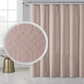 img 4 attached to OWENIE Taupe Shower Curtain: Luxurious Total Privacy with 3D Embossed Geometric Design – 72x72 Inch