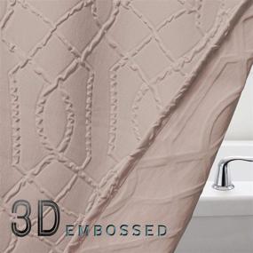 img 3 attached to OWENIE Taupe Shower Curtain: Luxurious Total Privacy with 3D Embossed Geometric Design – 72x72 Inch