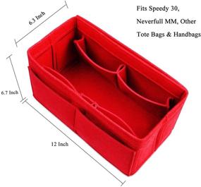 img 3 attached to 👜 Large Red Felt Purse Organizer Insert by Actater - Multi-Pocket Handbag Shaper for Speedy, Neverfull, and Tote Bags