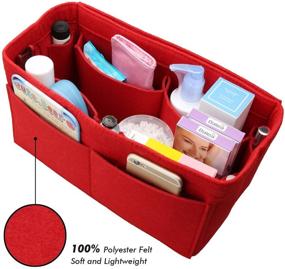 img 2 attached to 👜 Large Red Felt Purse Organizer Insert by Actater - Multi-Pocket Handbag Shaper for Speedy, Neverfull, and Tote Bags