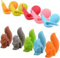 🐌 colorful snail and squirrel tea bag holders - cute drink markers for parties and gatherings - set of 10 silicone tea accessories logo