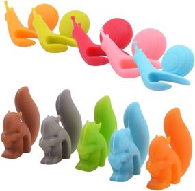 img 4 attached to 🐌 Colorful Snail and Squirrel Tea Bag Holders - Cute Drink Markers for Parties and Gatherings - Set of 10 Silicone Tea Accessories