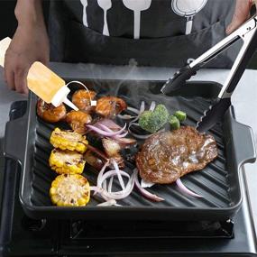 img 1 attached to 🔥 Enhance Your Camp Chef BBQ Experience with the NueZoo Griddle Accessories Kit: 14 PCS Flat Top Grill Set with Carrying Bag, Metal Spatula, Scraper, Egg Rings - Perfect for Outdoor BBQ and Camping