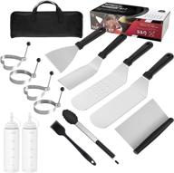 🔥 enhance your camp chef bbq experience with the nuezoo griddle accessories kit: 14 pcs flat top grill set with carrying bag, metal spatula, scraper, egg rings - perfect for outdoor bbq and camping логотип