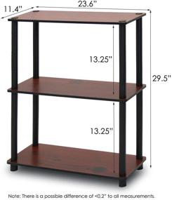 img 1 attached to Furinno Turn-N-Tube Display Rack, 3-Tier Single, Dark Cherry and Black