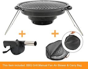 img 3 attached to Portable Korean BBQ Grill: Stainless Steel with Air Blower & Carry Bag - BBQMM Charcoal Grill