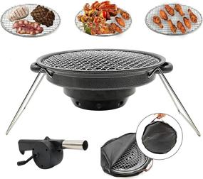 img 4 attached to Portable Korean BBQ Grill: Stainless Steel with Air Blower & Carry Bag - BBQMM Charcoal Grill