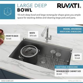 img 2 attached to 🔪 Ruvati 32-inch Workstation Ledge Undermount Stainless Steel Kitchen Sink Single Bowl 16 Gauge - RVH8300