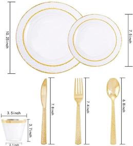 img 3 attached to 🍽️ Ciaell 150PCS Clear Gold Plastic Plates - The Perfect Party & Wedding Disposable Gold Rim Plates Set, Including 25 Dinner Plates, 25 Dessert Plates, 25 Forks, 25 Knives, 25 Spoons, and 25 Cups