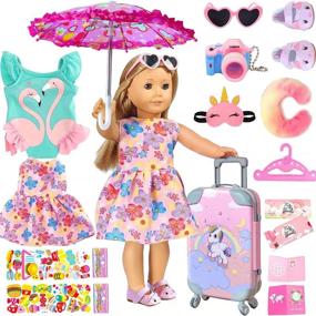 img 4 attached to 🧳 WONDOLL Doll Travel Suitcase with 18 Inch Doll Clothes Accessories