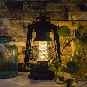 img 2 attached to 🏮 YAKii Vintage 12-LED Metal Oil Lamp: Hurricane Lantern, Battery-Powered Decorations