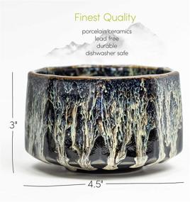 img 3 attached to 🍵 Authentic Handcrafted Japanese Matcha Tea Cup Bowl - Multicolor Black Ceramic Ceremonial Chawan, Large Macha Drinking Glass - Gift Box Included!