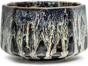 img 4 attached to 🍵 Authentic Handcrafted Japanese Matcha Tea Cup Bowl - Multicolor Black Ceramic Ceremonial Chawan, Large Macha Drinking Glass - Gift Box Included!