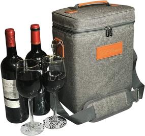 img 3 attached to 🍷 DS Picnic Insulated Wine Tote Bag: Premium Wine Bottle Carrier & Cooler for Outdoor Camping, Perfect Gift for Wine Lovers - Gray