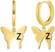 butterfly initial earrings zirconia personalized logo