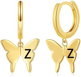 img 4 attached to Butterfly Initial Earrings Zirconia Personalized