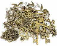 🕊️ lollibeads 230g antiqued bronze/silver metal skeleton keys and wings, steampunk watch gear cog wheel, chains, clasps, and jump rings diy kit (300 pieces) logo