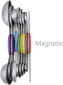 img 2 attached to 🌈 Rainbow Culinary Dual Sided Set: 8pcs Stainless Steel Stackable Magnetic Measuring Spoons with Leveler Spoon – Safe and Artistic Epicurean Cookware You’ll Absolutely Adore!