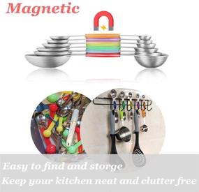 img 1 attached to 🌈 Rainbow Culinary Dual Sided Set: 8pcs Stainless Steel Stackable Magnetic Measuring Spoons with Leveler Spoon – Safe and Artistic Epicurean Cookware You’ll Absolutely Adore!