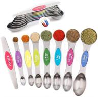 🌈 rainbow culinary dual sided set: 8pcs stainless steel stackable magnetic measuring spoons with leveler spoon – safe and artistic epicurean cookware you’ll absolutely adore! logo