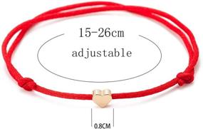 img 3 attached to TOMLEE 6pcs Red String Bracelets with Gold Plated Heart Charm, Handmade and Adjustable String, Set of 6 Bracelets in Red