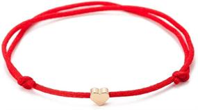 img 2 attached to TOMLEE 6pcs Red String Bracelets with Gold Plated Heart Charm, Handmade and Adjustable String, Set of 6 Bracelets in Red