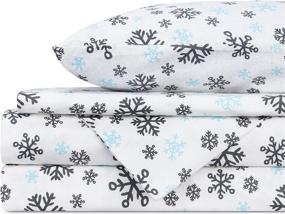 img 3 attached to ❄️ Queen Size 100% Cotton Printed Flannel Sheet Set - Soft and Heavyweight Double Brushed Flannel Sheets - Deep Pocket Queen Sheets Set with Snowflake Design