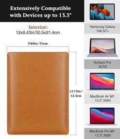 img 3 attached to 👝 MoKo MacBook Air M1 13.3 2020 Sleeve, MacBook Pro M1 13.3 2020 Sleeve, PU Leather Notebook Briefcase Protective Carrying Bag - Slim & Stylish Brown Case Pouch