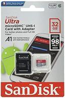 2-пакетная карта памяти sandisk ultra 32 гб micro sdhc uhs-i с адаптером - скорость до 98 мб/с u1 a1 - sdsquar-032g-gn6ma логотип