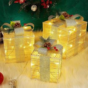 img 2 attached to 🎁 Lulu Home Lighted Christmas Boxes: 60 LEDs Xmas Presents with Bowknots – Perfect Holiday Party Decorations for Christmas Tree Indoor/Outdoor